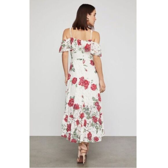 BCBGMaxazria Womens Floral Rose Dress Lace Overlay X-Small - Picture 3 of 13